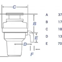 WasteMaid 1780 Air Switch Waste Disposal Units Dimension