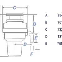 WasteMaid 1680 Waste Disposal Unit Standard Duty Dimensions