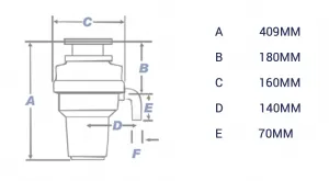 Waste Maid Elite S-Series S-899AS Dimensions