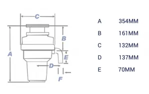 Waste Maid Elite S-SERIES S-599 Waste Disposer Dimensions