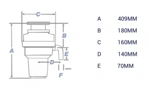 Waste Maid Elite S-Series S-999AS Dimensions
